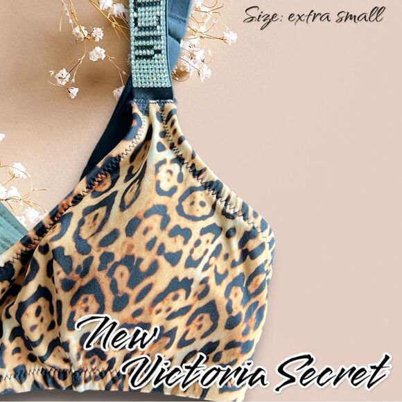 NWOt Victoria's Secret Animal Print Rhinestone padded Bikini Top - XS - Picture 4 of 6